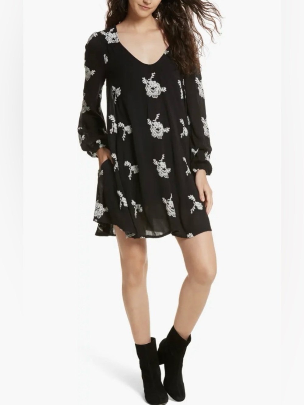 Free People Emma's Embroidered Swing Dress Size Medium